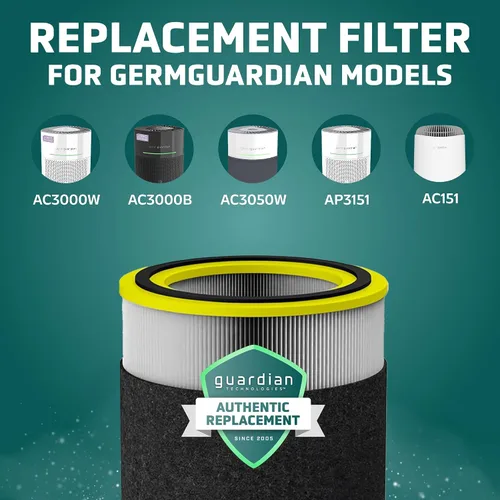 Vista 2 de GermGuardian Filtro V HEPA Pure Genuino - Filtro de repuesto para purificador de aire, elimina el 99.97% de contaminantes, humo de incendios