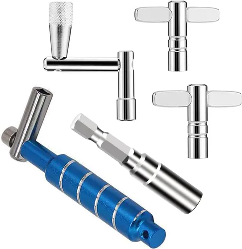 Vista 6 de Juego de llaves de tambor, llave de tambor de velocidad, llaves de tambor estándar y broca, afinador de llave de tambor, herramienta de hardware