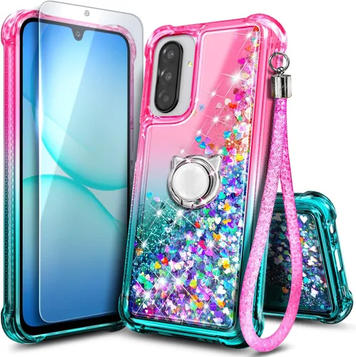 Vista 77 de NGB - Funda para teléfono Samsung Galaxy S9, color aguamarina/morado, bonita funda con purpurina líquida para mujeres y niñas, con protector