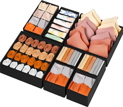 Vista 9 de Organizador de Cajones para Ropa, Juego de 8 Organizadores de Cajones para Ropa de Bebé, Ropa Interior, Calcetines, Organización y Almacenamiento