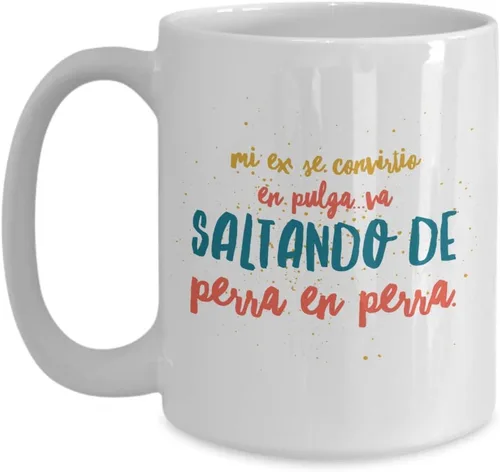 Vista 3 de Taza de Café Saltando Vaso, taza café divertidas, tazas personalizadas, taza de café inspiradoras, taza con mensajes positivos.