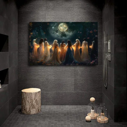 Vista 3 de Moon Calling Magic Witchy Ritual Mythical Wall Art Print - Póster de Halloween de bruja de invocación mística