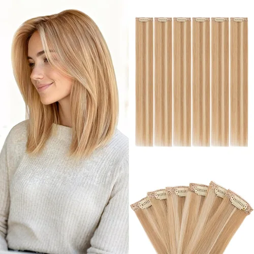 Vista 33 de 6 extensiones de cabello real con 6 clips, cabello ondulado de 10 pulgadas, color marrón oscuro