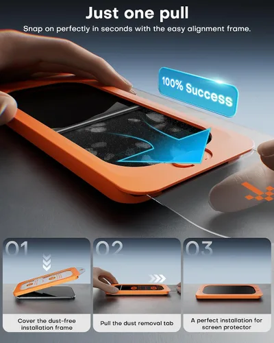 Vista 2 de OMOTON Protector de pantalla de privacidad para iPhone Air [Aplicación sin fallos], vidrio templado para iPhone 17 Air con dureza 9H+ y grado