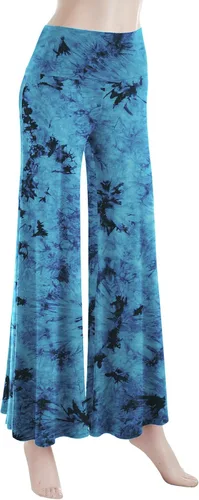 Vista 5 de Made By Johnny - Pantalones de palazzo de pierna ancha sólidos cómodos casuales para mujer