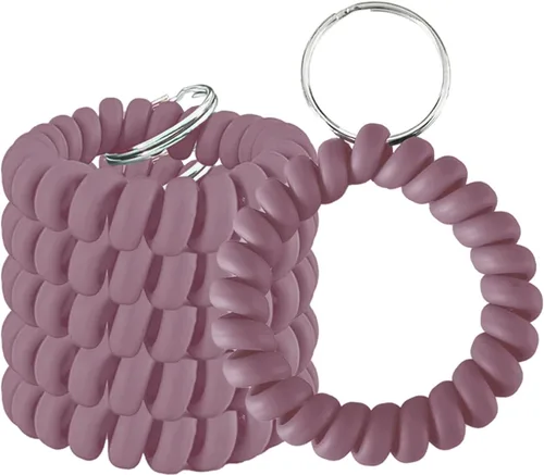 Vista 6 de Llavero de resorte de bobina de muñeca de plástico Llavero espiral estirable Llaveros Llaveros de muñeca 6 colores mezclados