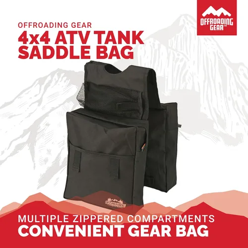 Vista 7 de Offroading Gear Bolsa de sillín trasera y delantera impermeable 4x4 Con dos compartimentos Ideal para ATV UTV Moto Quad Motocicleta Etc.