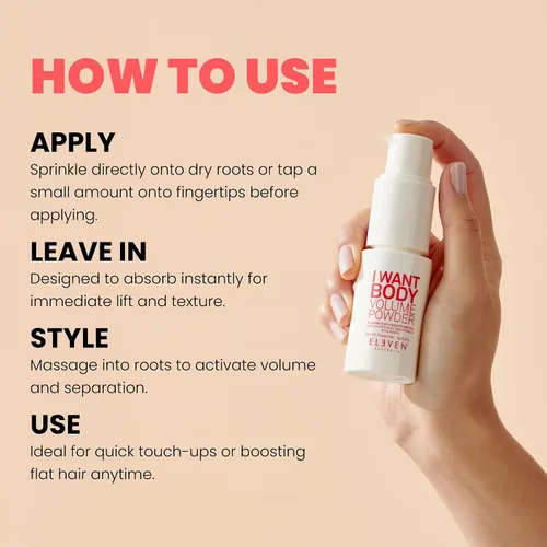 Vista 5 de ELEVEN AUSTRALIA I Want - Polvo de textura de volumen corporal para hombres y mujeres, producto de peinado, voluminizador y texturizante, añade