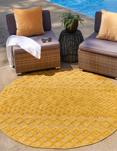 Vista 34 de Unique Loom Alfombra de área de la colección texturizada Trellis para exteriores, color osage, 2 x 3 pies, rectangular, color aguamarina