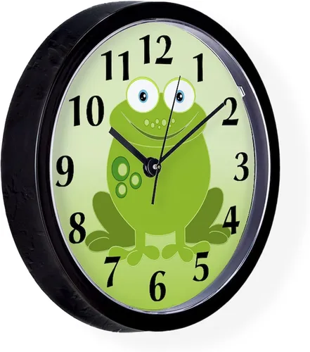Vista 4 de CafePress Green Frog - Reloj de pared de 10 pulgadas para sala de estar, cocina u oficina