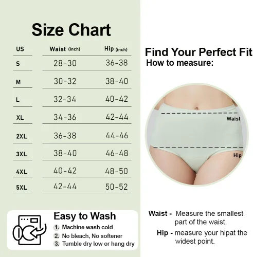 Vista 3 de BATTEWA Ropa interior para incontinencia para mujer, ropa interior a prueba de fugas, lavables, de algodón, de absorción de la vejiga, protección