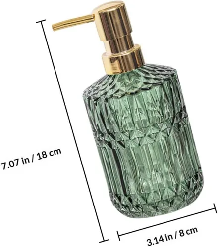 Vista 2 de Cabilock Botella con bomba de vidrio de 13.5 onzas, dispensador de jabón de baño de vidrio con bomba, botella de loción recargable, recipiente