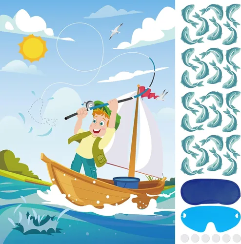 Vista 17 de Juego de fiesta de Hooqict Pin The Hat On The Cat para gatos, juegos de fiesta de cumpleaños de gato para niños, suministros de fiesta de cumpleaños