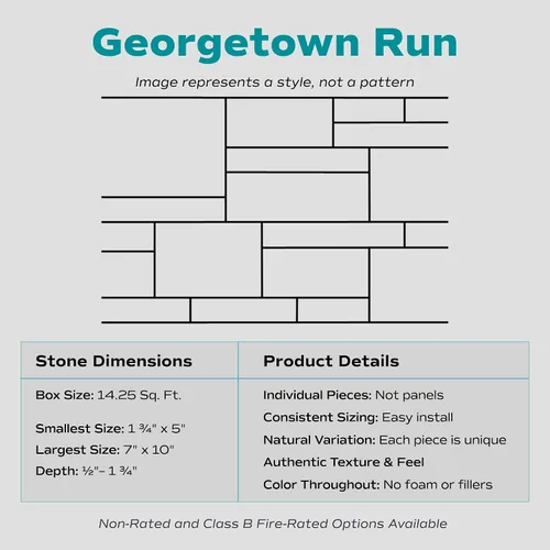 Vista 2 de Evolve Stone Georgetown Run DP - Chapa de piedra plana no clasificada (14.25 pies cuadrados por caja)