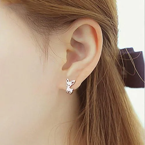 Vista 4 de QIAN0813 Aretes pequeños de Chihuahua para mascotas para mujeres, lindos aretes de perrito y cachorro, joyería de animales Love My Pet, aleación