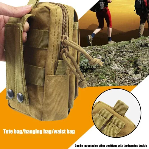 Vista 6 de Bolsa táctica para teléfono, bolsa para teléfono celular, bolsa multiusos para cinturón EDC, bolso de cinturón con soporte para funda para teléfono