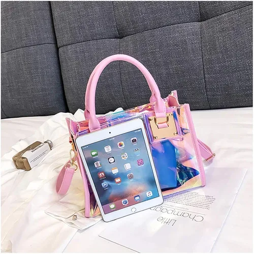 Vista 5 de AlwaySky Bolso bandolera transparente para mujer, bolso de mano de moda de diseñador 2 en 1