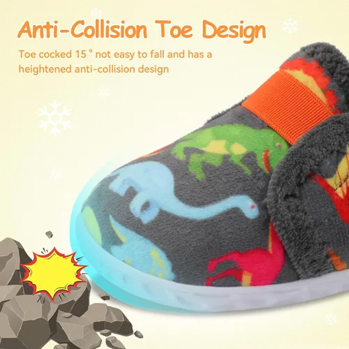 Vista 4 de JOINFREE Pantuflas de casa para bebés, niños y niñas, calcetines de casa para niños, zapatos cálidos para caminar para niños pequeños, talla 3-7