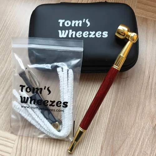 Vista 6 de Pipa de tabaco de madera con herramienta limpiadora y prensa, bolsa negra, kit de accesorios para pipa de 6 pulgadas Kiseru (Rojo)