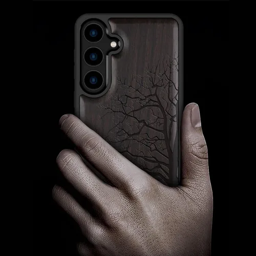 Vista 2 de Carveit Wood Case for Galaxy S24, Eternal Tree, Black Árbol eterno-Madera oscura