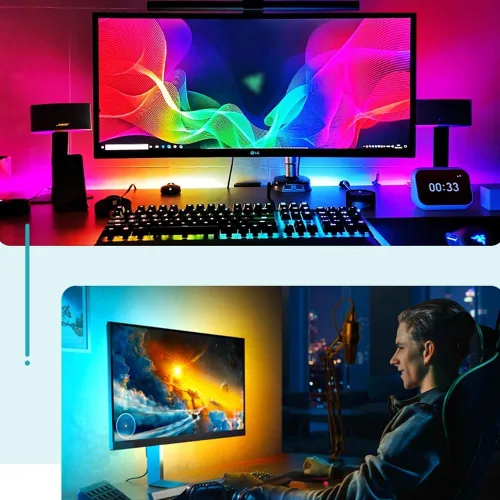 Vista 2 de Retroiluminación LED para TV, tira de luces LED para TV, tira de luz inteligente, tira de luz de sincronización de monitor de computadora