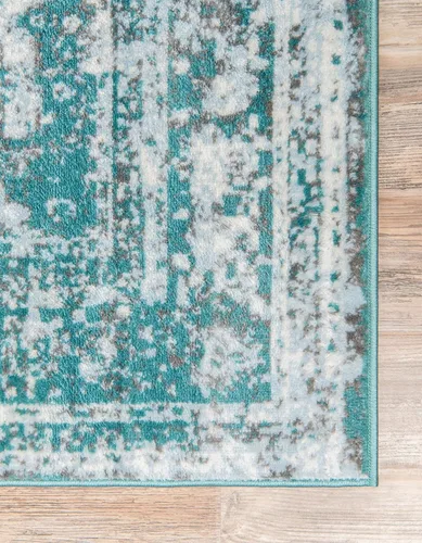 Vista 8 de Unique Loom, colección Sofía - Alfombra de la colección Salle Garnier (4' 1" x 6' 1", turquesa/azul, rectangular)