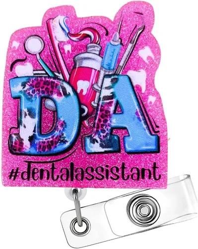 Vista 14 de CNA - Carrete de insignia para asistente de enfermería certificado retráctil con clip de identificación; accesorios CNA con purpurina brillante