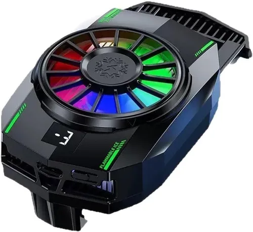 Vista 4 de Refrigerador de teléfono recargable con clip para ventilador RGB luz TH16 Negro