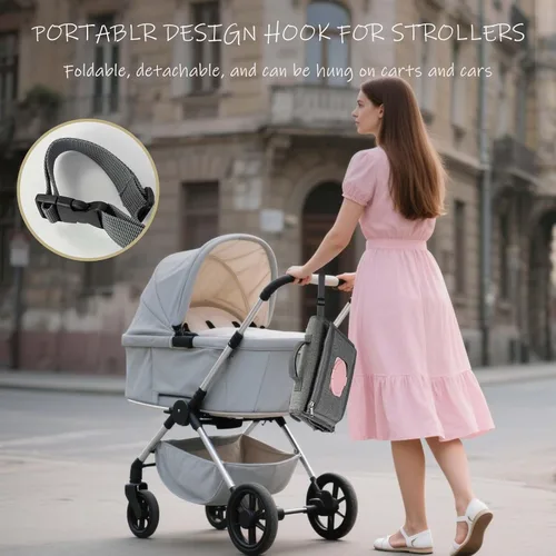 Vista 5 de Cambiador de pañales portátil para bebé, bolsa de viaje para cambiador de pañales para bebé con bolsillo para toallitas, cambiador portátil