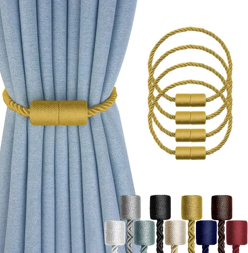Vista 11 de Paquete de 2 alzapaños magnéticos fuertes para cortinas para exteriores, alzapaños decorativos modernos, hechos a mano, sujetadores decorativos