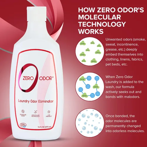 Vista 4 de Zero Odor – Eliminador de olores para lavandería – Elimina permanentemente el olor de la ropa – Tecnología molecular patentada. Ideal para ropa