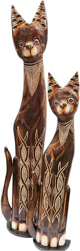 Vista 13 de Gatos de madera surtidos con diferentes patrones (Calico, pequeño y mediano: 24 y 32 pulgadas)