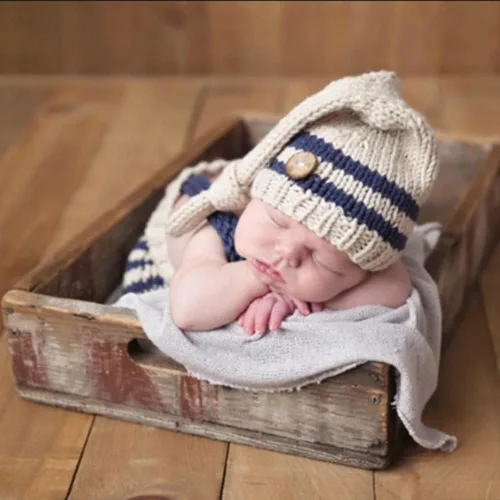 Vista 3 de Vemonllas Lindo disfraz de bebé recién nacido para niños y niñas, accesorios de fotografía, sombrero y pantalones