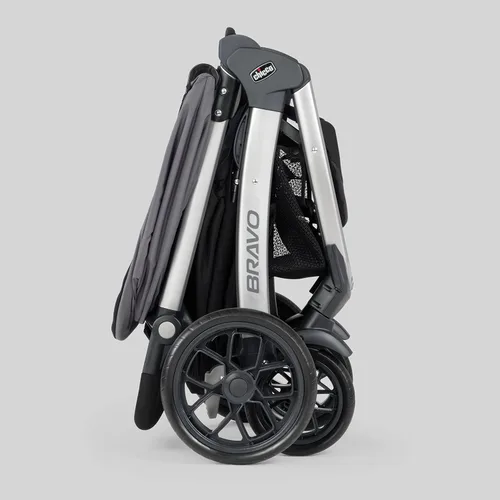 Vista 3 de Chicco Bravo - Sistema de viaje 3 en 1, cochecito plegable rápido con asiento de coche Brooklyn/Navy, baby stroller, KeyFit 30 car seat, newborn