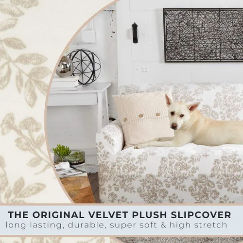 Vista 4 de Great Bay Home Funda elástica de felpa de terciopelo para silla con brazo, protector de muebles de silla de terciopelo, suave, antideslizante, alta