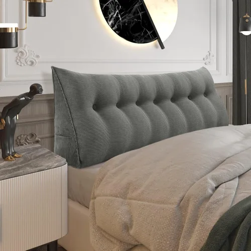 Vista 101 de Almohada de cabecera gruesa totalmente rellena tamaño Queen, cabecera acolchada suave y firme, soporte grande, triangular, almohada de cuña