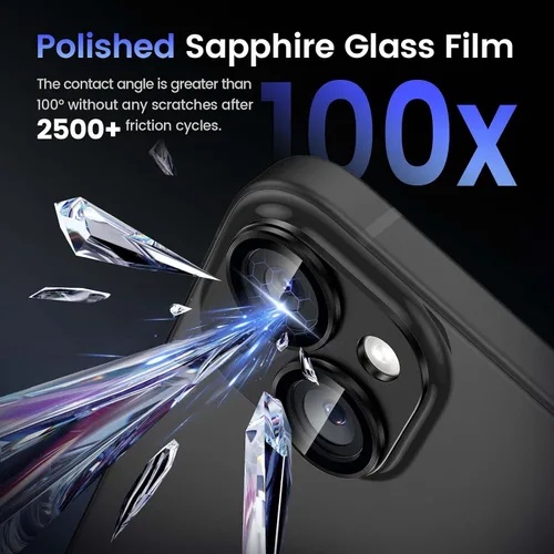 Vista 5 de Tensea Protector de pantalla de cámara de vidrio templado para iPhone 15/15 Plus, compatible con carcasa de aleación de aluminio de metal, 2023