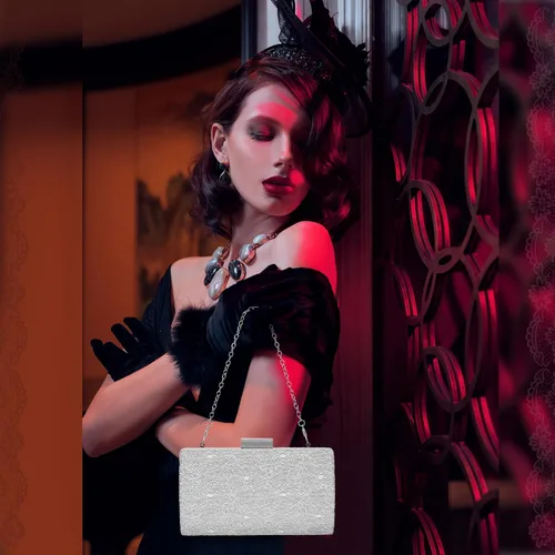 Vista 6 de UBORSE Bolso de mano para mujer con diseño de encaje único bolso de noche