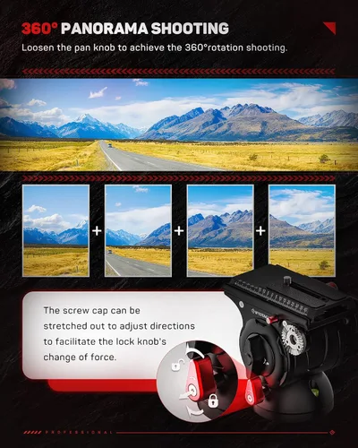 Vista 4 de IFOOTAGE Komodo K5S Cabeza Fluida Cabeza de Video Pan Tilt Mount Aluminum Fluid Head Mount for DSLR Camera Camcorder Monopod Tripod, Professional