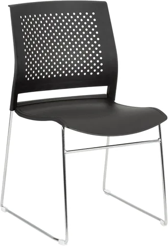 Vista 12 de Norwood Silla apilable de oficina con base de trineo cromado, con respaldo perforado (paquete de 5)