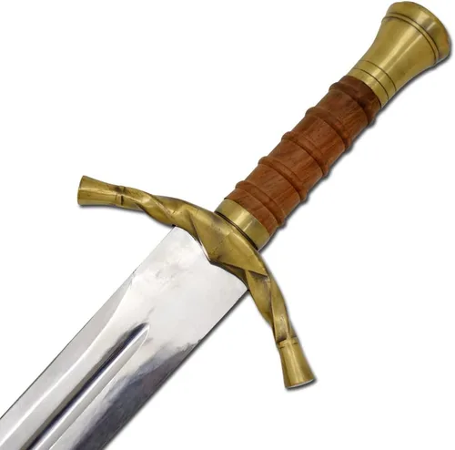 Vista 4 de Medieval Warrior Espada vikinga de fantasía hecha a mano personalizada viene con funda de cuero negro