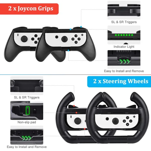 Vista 5 de Paquete de accesorios Switch OLED, innoAura 20 en 1 Switch OLED Kit de accesorios incluye correas de muñeca, funda de transporte para interruptor