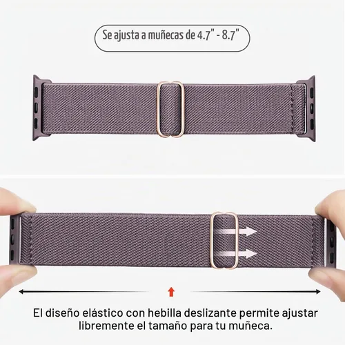 Vista 3 de 4 Pack Stretchy Solo Loop Compatible with Apple Watch Bands Women Men Negro/Rosa/Morado ahumado/Starlight 4Pack