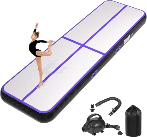 Vista 21 de Colchoneta inflable de gimnasia de 6, 10, 13, 16, 20 pies, 4/8 pulgadas de grosor, con bomba de aire eléctrica para uso doméstico, entrenamiento