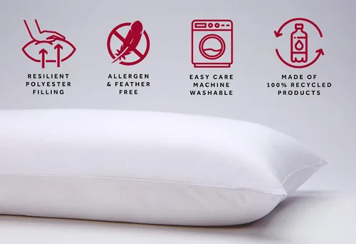 Vista 2 de Marriott Hotel Down Alternative Eco Pillow – Almohadas de hotel de lujo con relleno 100% reciclado – Almohada alternativa de plumón para dormir