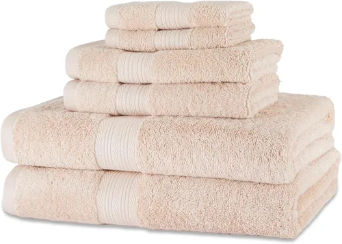Vista 17 de Amazon Basics Juego de 6 toallas de gran tamaño resistentes a la decoloración, 100% algodón, altamente absorbentes, suaves, color verde azulado, 2
