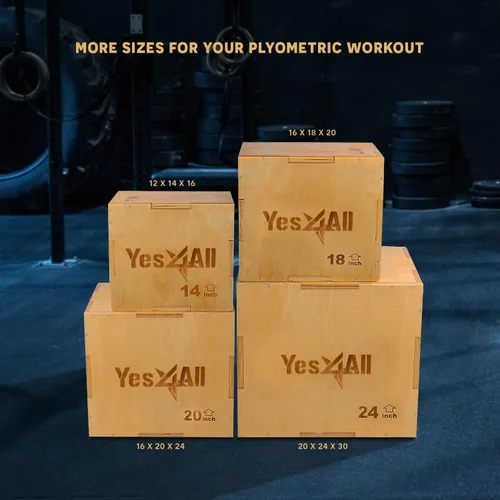 Vista 4 de Yes4All Plyo Box, 3-in-1 Wooden Box Jump for Home Gym, Lunges, Squats, Dips