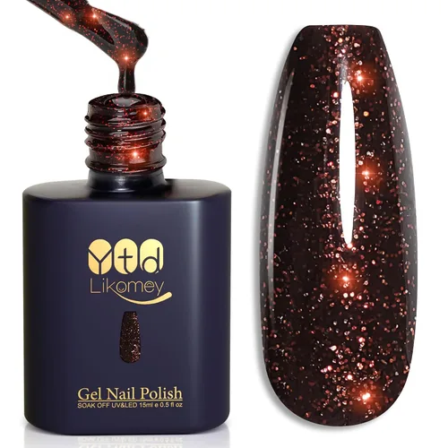 Vista 43 de YTD Likomey - Juego de esmaltes de uñas de gel de ojo de gato, 8 colores con purpurina magnética de cristal, borgoña, rojo, negro, verde, ciruela