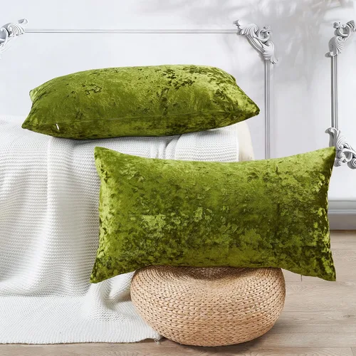 Vista 29 de Juego de 2 fundas de almohada lumbares decorativas de terciopelo abstracto de 14 x 26 pulgadas, fundas de almohada rectangulares de lujo suaves