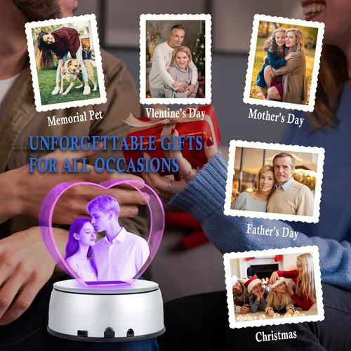 Vista 7 de Regalos conmemorativos personalizados para mascotas, marco de fotos de cristal 3D de perros o gatos, marco de fotos grabado con láser personalizado